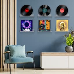 Purepeak LP Houder Set 6 Stuks Inclusief Bevestigingsmateriaal - LP Houder Opbergsysteem aan Muur - Transparant — thumbnail 5
