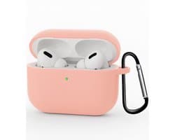 Hoesje - Geschikt voor Apple Airpods Pro 3 - met Clip - Siliconen Hoes - Silicone Case Cover - Lichtroze
