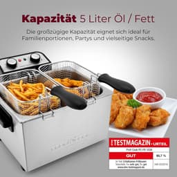 Dubbele Friteuse met Koudezonetechnologie en 5 Liter Capaciteit - 2 Kleine & 1 Grote Mand — thumbnail 3
