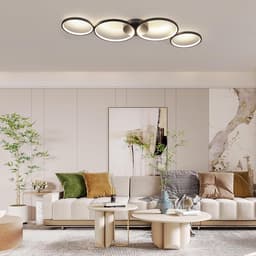 Dimbare LED Plafondlamp met Afstandsbediening - Moderne Ringvormige Lamp voor Woonkamer en Slaapkamer 88cm — thumbnail 4