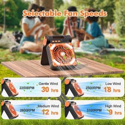 Camping ventilator op zonne-energie met verlichting – oplaadbare outdoor ventilator met led lantaarn en lange batterijduur — thumbnail 1