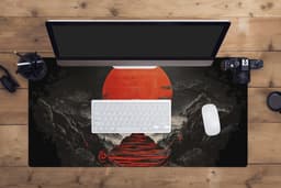 Muismat XXL 90x45 cm - Bureau onderlegger - Bureau mat Krijger - Rode trappen - Zon - Berg - Bureaumat - Gaming mousepad xl - Bureaulegger groot - Computer deskmat — thumbnail 4