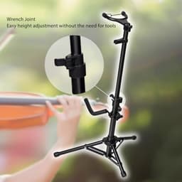 Violin stand, adjustable height violin stand with bow holder, aluminum alloy instrument stand ukulele stand with locking buckle on top — thumbnail 4