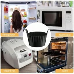 6-stuks Airfryer accessoires - Airfryer eivorm - Herbruikbare siliconen bakvormpjes - Bakvorm accessoires - Antiaanbak keuken bakgereedschap - Met handvatontwerp - 9*9*5.5cm - Geschikt voor bakken, eieren, cakes, snacks - Zwart — thumbnail 9