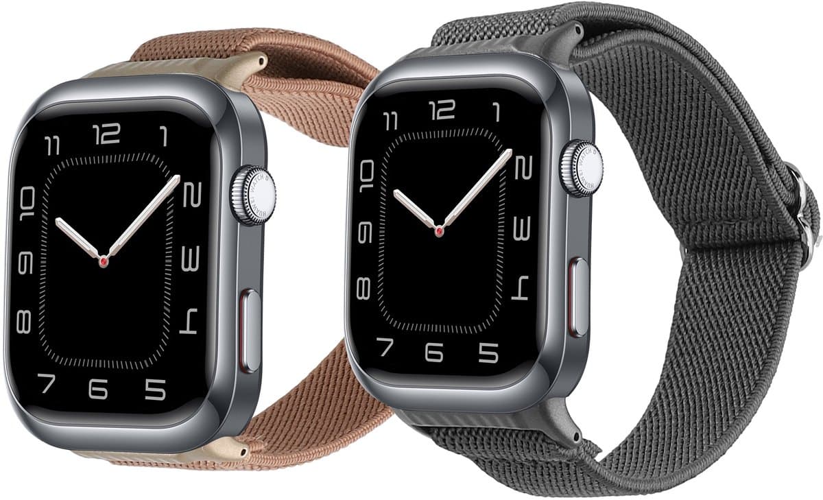 kwmobile Horlogebandjes geschikt voor Huawei Watch D2 - 2 x Nylon Smartwatch bandje in donkergrijs / oudroze. — afbeelding 1