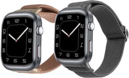 kwmobile Horlogebandjes geschikt voor Huawei Watch D2 - 2 x Nylon Smartwatch bandje in donkergrijs / oudroze. — thumbnail 1
