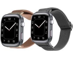 kwmobile Horlogebandjes geschikt voor Huawei Watch D2 - 2 x Nylon Smartwatch bandje in donkergrijs / oudroze.