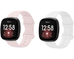 Strap-it siliconen smartwatch bandjes zandroze + wit – geschikt voor Fitbit Versa 3/4 & Sense/Sense 2 – comfortabel, lichtgewicht & waterbestendig – maat L