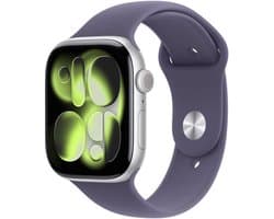 Apple Watch 11 - Wifi - 46mm - Zilverkleurig Aluminium Case with Purple Fog Sport Band - S/M