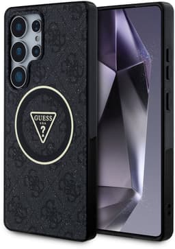 Guess IML 4G Glitter en Triangle Logo geschikt voor Samsung Galaxy S25 Ultra - Geschikt voor MagSafe - Grijs — thumbnail 1