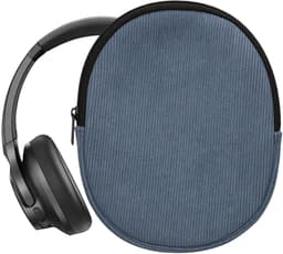 kwmobile headset case geschikt voor Anker Soundcore Q20i hoes - 22,5 x 17 cm - Koptelefoon cover met rits - Neopreen en ribfluweel - In vintage blauw — thumbnail 7