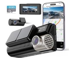 Dashcam 4K met Nachtzicht en GPS, 64GB SD Inclusief, 3,16" IPS Scherm, Continu Opnemen, Parkeerstand 24U