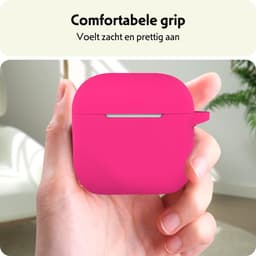Hoesje Geschikt voor Apple AirPods 4 - Siliconen Hoes met Clip - Silicone Case Cover - Roze — thumbnail 4