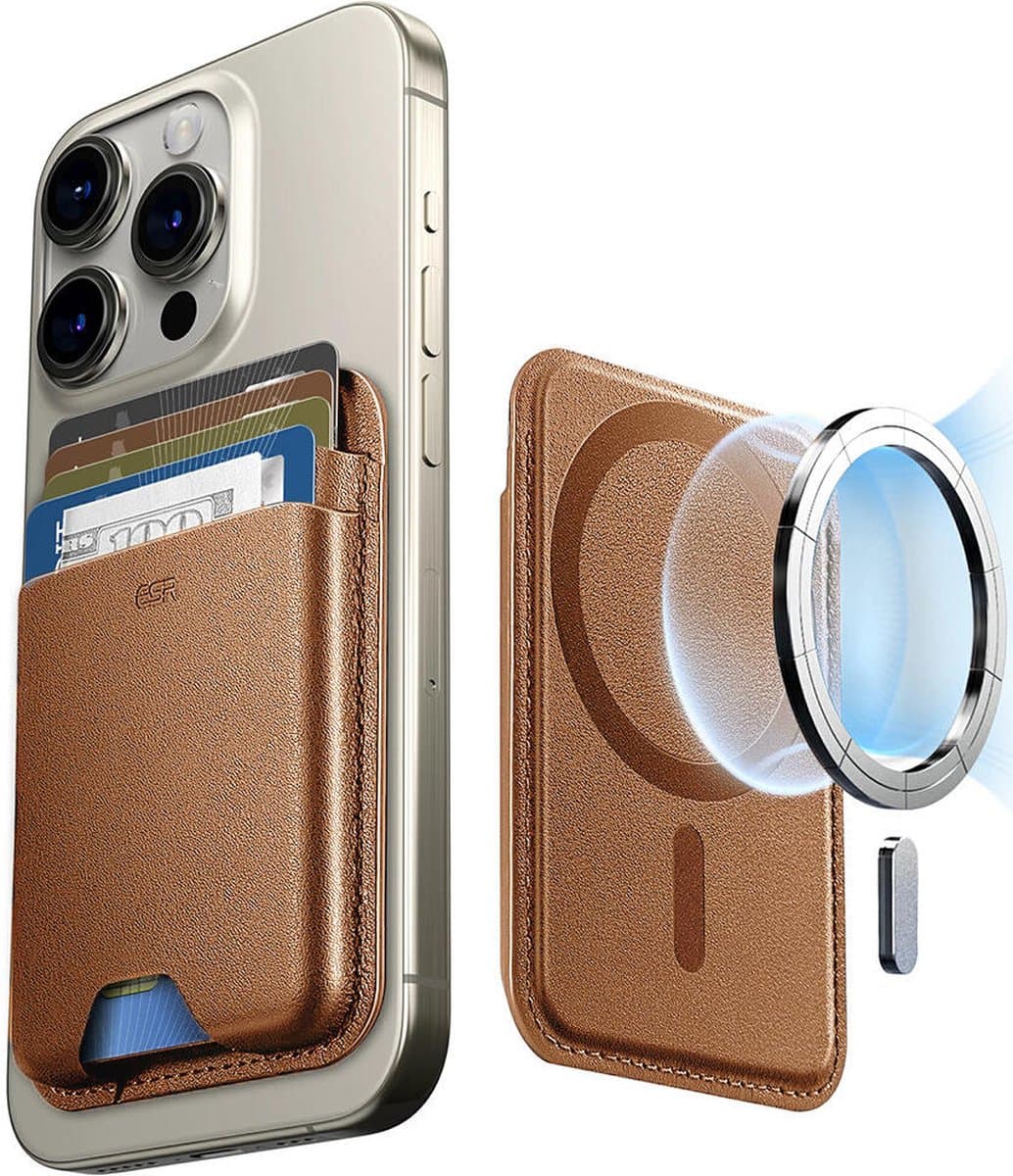 ESR HaloLock Wallet Boost - Magnetische Kaarthouder - Compatibel met MagSafe en HaloLock - Portemonnee voor 4 Pasjes - Portemonnee - Bruin — afbeelding 1
