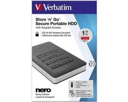 Verbatim Store'n'Go Secure 1TB externe harde schijf zwart