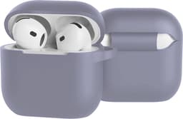 Case - Geschikt voor Apple AirPods 4 - Siliconen Hoes met Clip - Silicone Hoesje Cover - Lila — thumbnail 1