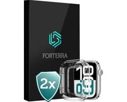 Forterra Smartwatch Hoes Geschikt voor Apple Watch Series 9 41mm Hoesje Siliconen Case Full Cover - Hoesje Geschikt voor Apple Watch Series 9 41mm Hoes Siliconen Bumper - Transparant - 2 PACK