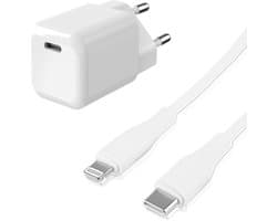 Mini USB C Snellader - 1 Meter - Kleine 30W Oplader met USB-C Kabels - Geschikt voor iPad, iPhone en AirPods met Lightning