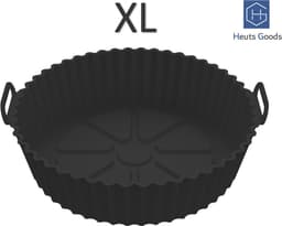 Heuts Goods - LUXE Airfryer Siliconen Bakje Zwart - Heteluchtfriteuseaccessoires - Airfryer accesoires - 20CM - Zwart — thumbnail 1