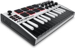 Akai Professional MPK Mini MK3 - 25 toetsen USB MIDI-keyboardcontroller met 8 verlichte drumpads, 8 knoppen, muziekproductiesoftware en Native Instruments Sound Package (NKS-integratie), Wit — thumbnail 1