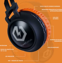 PowerLocus Buddy Draadloze On-Ear Koptelefoon voor Kinderen, LED lampjes, 85db Limiet, met Microfoon, Micro SD poort - Upgrade Zwart/Oranje — thumbnail 10