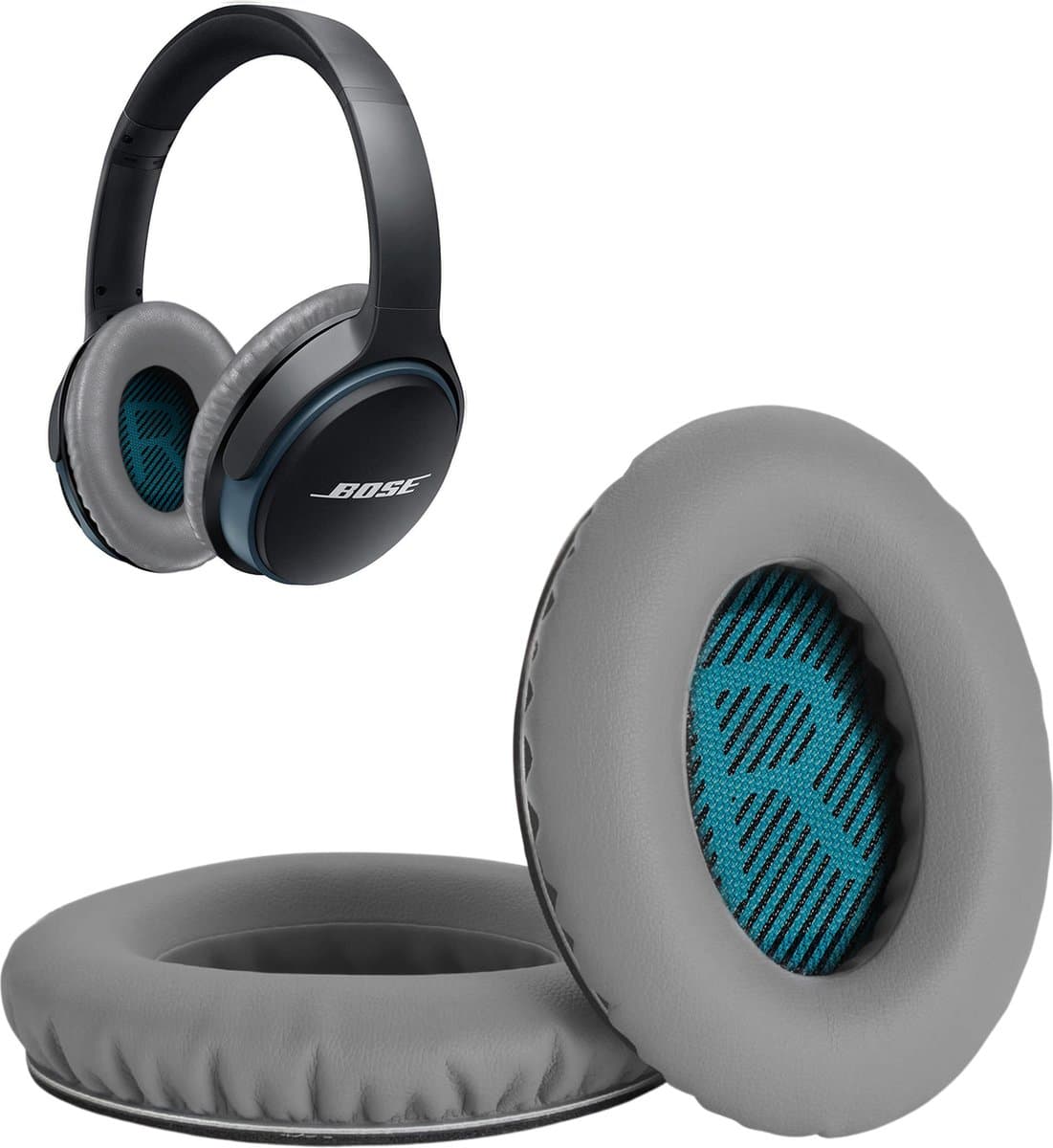 Set Oorkussens geschikt voor Bose QuietComfort 35 ii / 35 / 25 / 15 / 2 / Soundtrue - Soundlink Around-Ear AE2 / AE2W / AE2I - Oorkussens voor koptelefoon - Ear pads headphones grijs / blauw — afbeelding 1