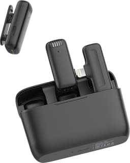 Ulanzi J12 Draadloze smartphone microfoon - Apple Lightning - 2 stuks - Lavalier met oplaadbox - Voor o.a. iPhone 14, 13, 12, 11 - Microfoon voor telefoon / tablet - Plug & Play - Zwart — thumbnail 3