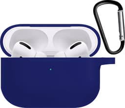 Hoesje - Geschikt voor Apple AirPods Pro 2 - met Clip - Siliconen Hoes - Silicone Case Cover - Donkerblauw — thumbnail 2
