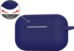 Hoesje - Geschikt voor Apple AirPods Pro 2 - met Clip - Siliconen Hoes - Silicone Case Cover - Donkerblauw — thumbnail 4