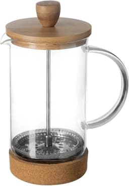 Secret de Gourmet Glazen Koffiezetapparaat met Bamboe Deksel - 600,0 mL, Transparant en Bruin — thumbnail 1