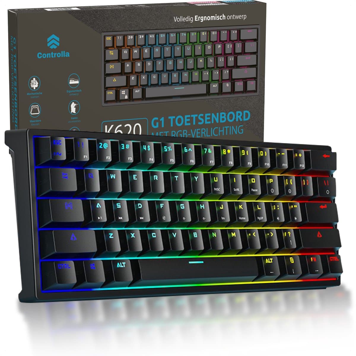 Gaming keyboard 60 % - Mechanisch gaming toetsenbord 60 procent - Toetsenbord gaming - QWERTY — afbeelding 1