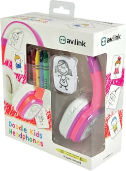 AV:Link roze-witte doodle design je eigen hoofdtelefoon voor kinderen — thumbnail 4