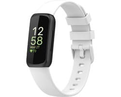 Siliconen Smartwatch bandje - Geschikt voor Fitbit Inspire 3 siliconen bandje - wit - Strap-it Horlogeband / Polsband / Armband - Maat: Maat S