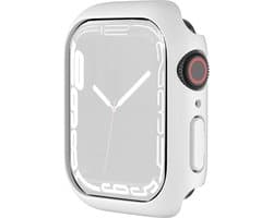 By Qubix - Apple Watch 45mm Hard case (open front) - Wit - Geschikt voor Apple Watch 45mm hoesje - screenprotector - Bescherming iWatch - Bescherm hoesje