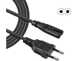 Netkabel 2-polige stekker op 8 dubbele aansluiting recht Stroomkabel Geschikt voor: Sony Playstation 2/3/4/5 (PS2/PS3/PS4/PS5), Xbox One X, Xbox 1s, Slim Edition en Hp Canon Pixma printer (C7 stroomkabel koude apparaat stekker)