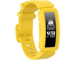 Siliconen Smartwatch bandje - Geschikt voor Fitbit Ace 2 siliconen bandje - voor kids - geel - Strap-it Horlogeband / Polsband / Armband