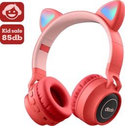 Kinder hoofdtelefoon DOBI by doobs - Draadloze koptelefoon Bluetooth met led kattenoortjes rood - KIDS - VOLUME BEGRENZING - 85DB — thumbnail 1