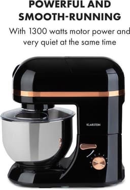 Klarstein Blender Knetmaschine keukenmachine met Fleischwolf, 1800W Teigmaschine klein, 6 standen, Schneebesen & Knethaken, planetair roersysteem, roermachine met Mixer, keukenmachines met 5L kom - voor Keuken - RVS - Standmixer — thumbnail 5