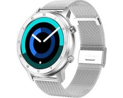 Belesy® LOVE - Smartwatch Dames - Smartwatch Heren - Horloge - Stappenteller - Full Circle – Diverse Wijzerplaten - Bloeddruk - Mutli sport - Milanees - Staal - Zilver - Moederdag