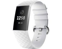 Siliconen Smartwatch bandje - Geschikt voor  Fitbit Charge 4 silicone band - wit - Maat: L - Horlogeband / Polsband / Armband