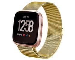 Milanees Smartwatch bandje - Geschikt voor  Fitbit Versa / Versa 2 Milanese band - goud - Maat: L - Horlogeband / Polsband / Armband