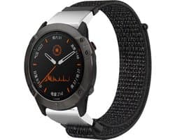 Stoffen nylon bandje geschikt voor Garmin Fenix 5 - Plus & Sapphire - Fenix 6 - Pro & Sapphire - Garmin Fenix 7 / 8 - 47mm / E - Garmin Epix Gen 2 - Quickfit 22 / 22mm band voor Garmin smartwatches - Horlogebandje - Polsband - zwart