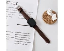 By Qubix - Geschikt voor Apple Watch bandje - Premium leather leer bandje - Donkerbruin - Geschikt voor Apple Watch 38 mm / 40 mm / 41 mm / 42 mm - Smartwatch bandje - leren smartwatchbandje - Horlogebandje