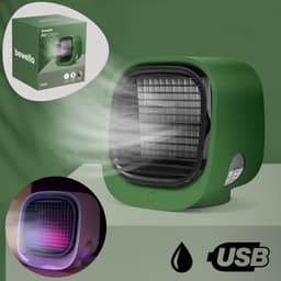 Mini Air Cooler - USB Ventilator Met Waterreservoir - Luchtkoeler Met Verneveling - 3 Standen - LED Verlichting - Draagbare Aircooler Voor Bureau, Slaapkamer, Auto En Kantoor - Groen — thumbnail 5