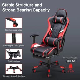 Lifero Gamingstoel - Bureaustoel met Massage - Met Voetensteun en Hoofdsteun - Stoel met Massagefunctie - 360° draaibaar — thumbnail 5