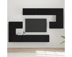 Tv-kast Set - Lowboard Hifi Rek - Woonkamer Opbergen - Veelzijdige Combinaties - 180x30x90cm - Zwart Eiken