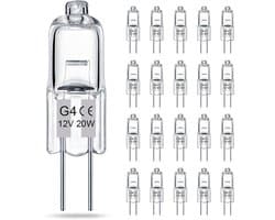 G4-lamp (20 Stuks) Kristalheldere Halogeenlamp 2-pins 12V 20W JC T3 Bi-pins G4-fitting Dimbaar 2700K Warmwit 2-pins Lamp Voor Onderkastverlichting, Kroonluchters En Tuinverlichting