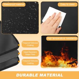 Hittebestendige matten - 60*40cm - Siliconen aanrechtbeschermer - Vuurvaste onderlegger - Hittebeschermingsmat - Dikke aanrechtbeschermer - Antislipglasvezel - Voor airfryer, koffiezetapparaat, broodrooster - Zwart — thumbnail 3