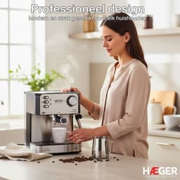 Haeger Super Espresso Pistonmachine - Espressomachine - 20 Bar - Koffiemachine Met Stoompijpje - Kopjesverwarmer - Coffee Machine - RVS - Zilver — thumbnail 5