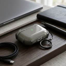 Grijs transparant hoesje voor oordopjes met sleutelring – schokbestendige beschermhoes geschikt voor AirPods Pro 2 — thumbnail 2